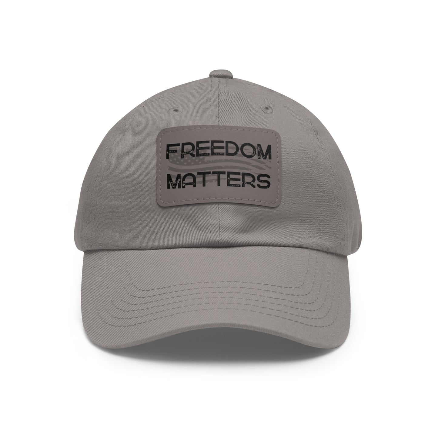 Patriotic Hat, American Flag, Freedom Matters, Front View Gray2