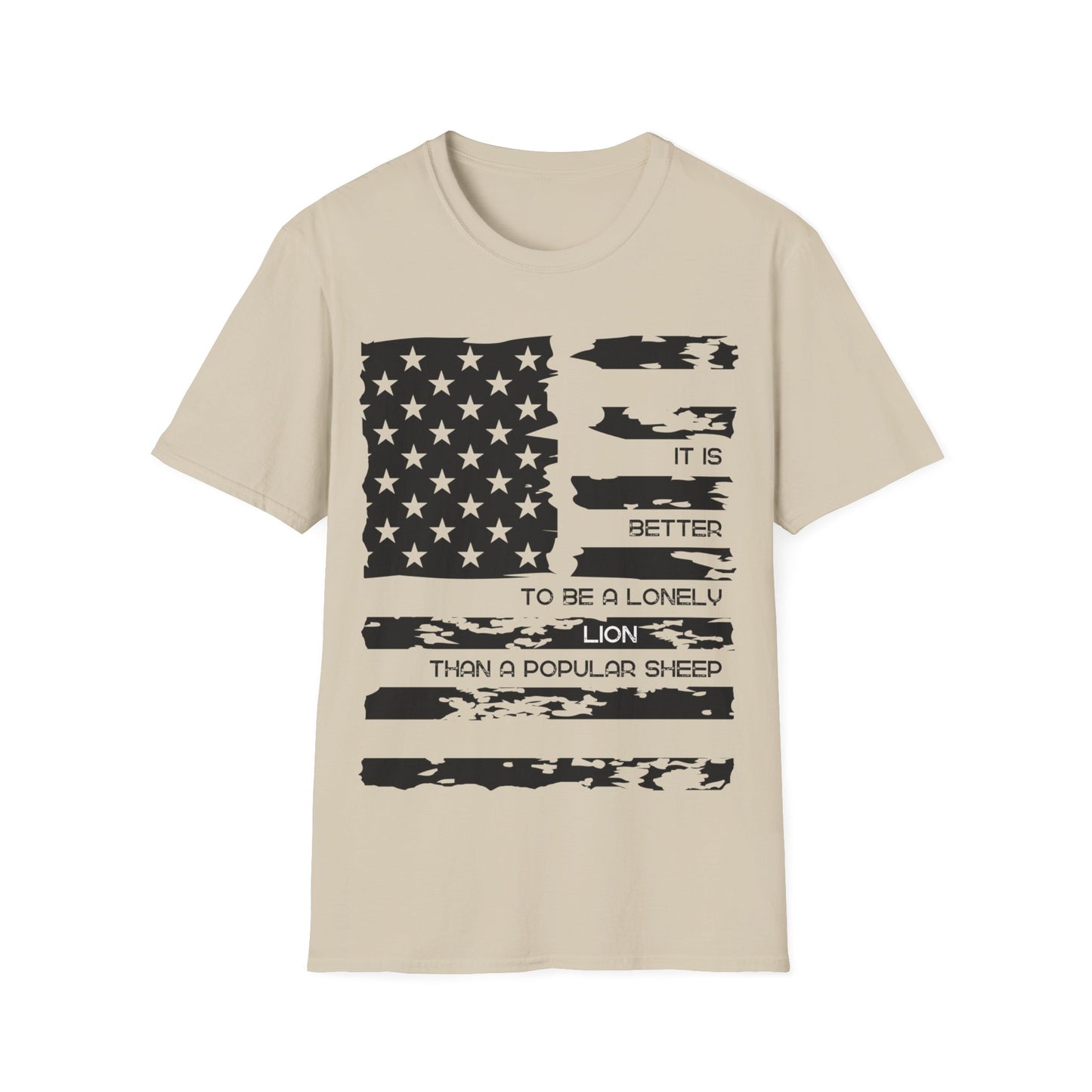 Patriotic, American Flag, T-shirt, Front View Tan