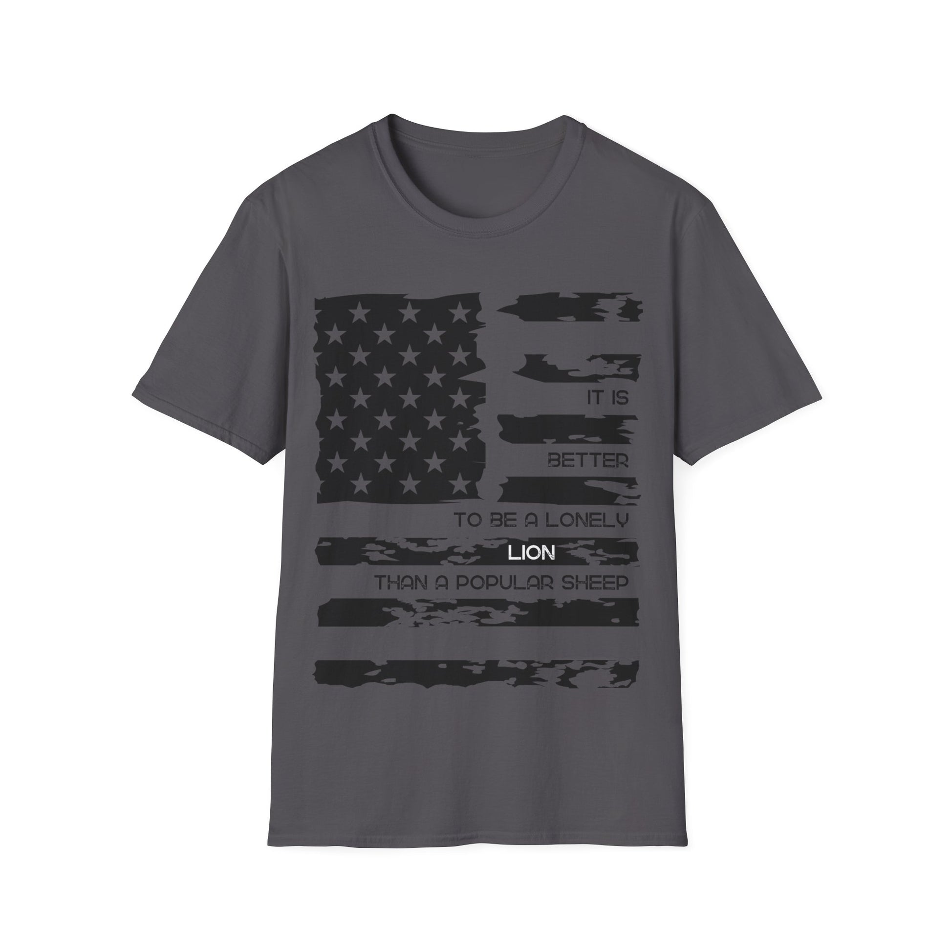 Patriotic, American Flag, T-shirt, Front View Charcoal