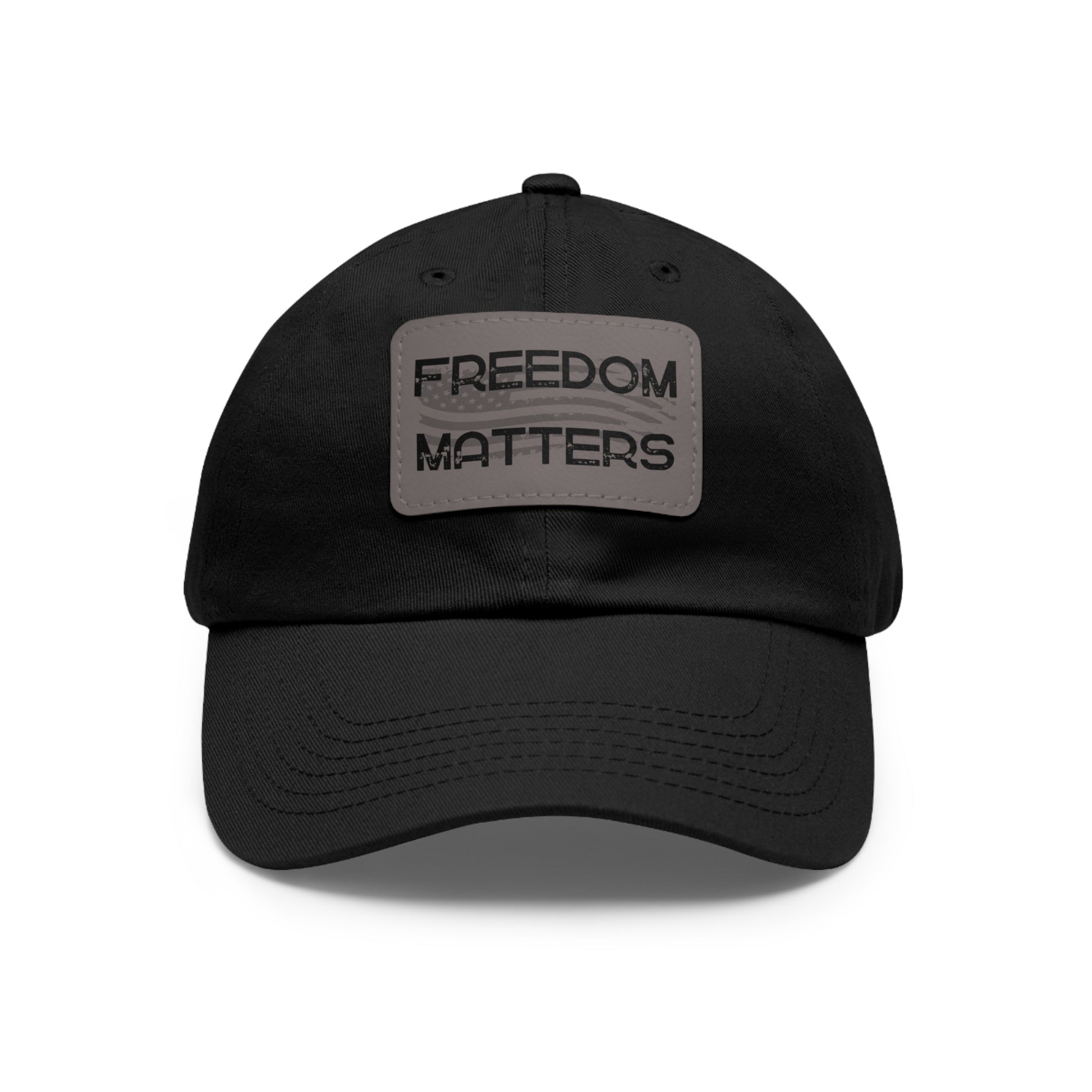 Patriotic Hat, American Flag, Freedom Matters, Front View Black