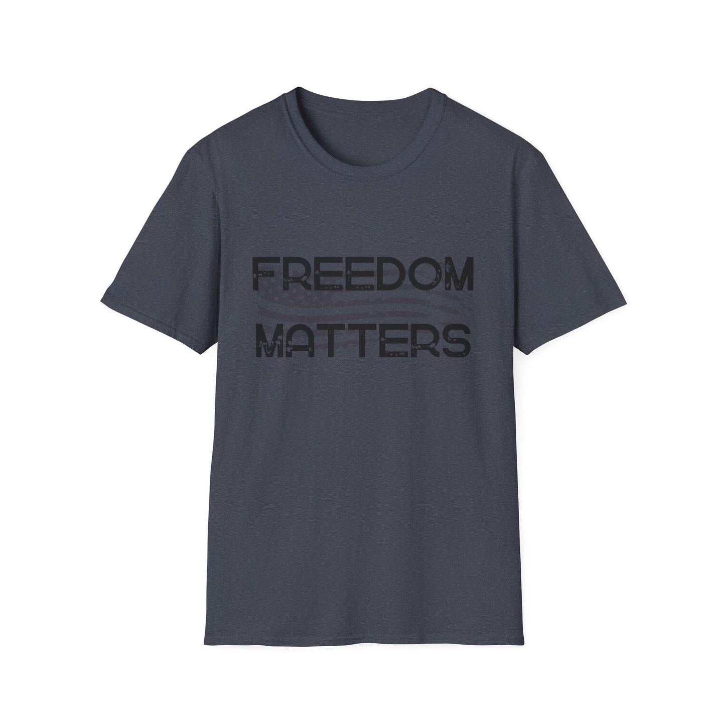 Patriotic, American Flag, Freedom Matters, T-shirt Front View Navy