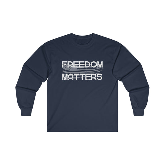 Patriotic, American Flag, Long Sleeve T-Shirt, Front View Navy
