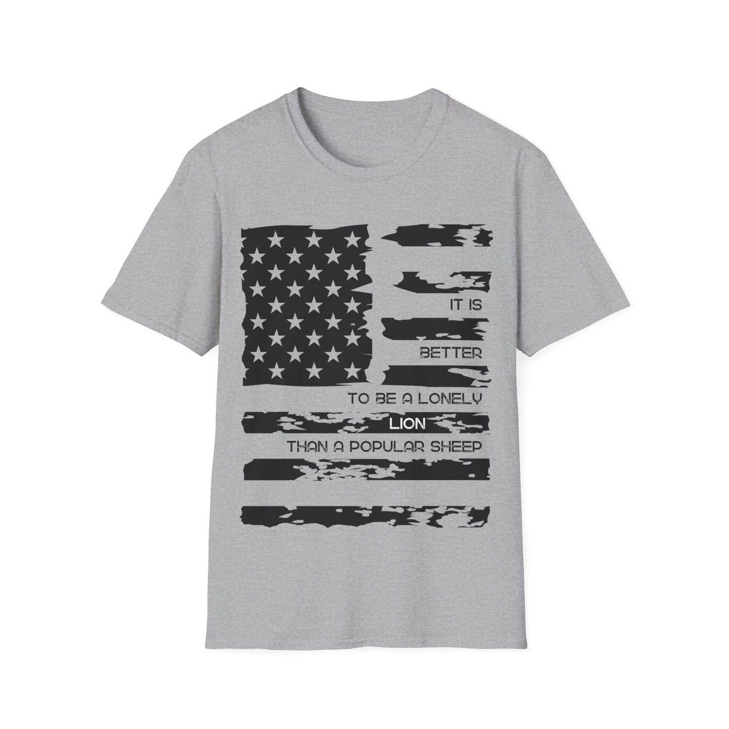 Patriotic, American Flag, T-shirt, Front View Gray