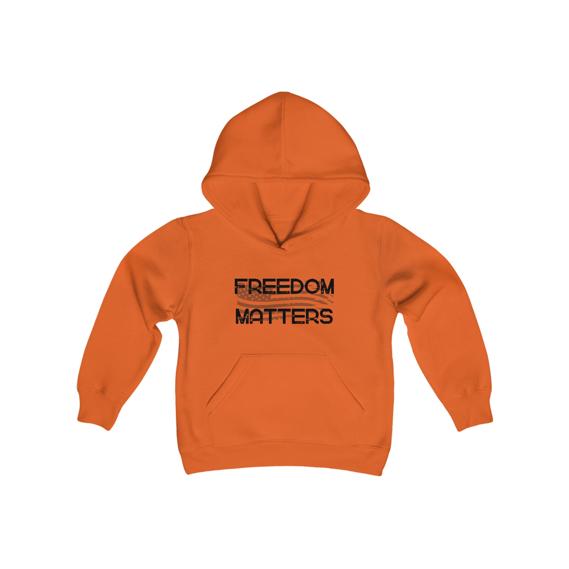 Patriotic, American Flag, Youth Sweatshirt, Hoodie, Front View Orange