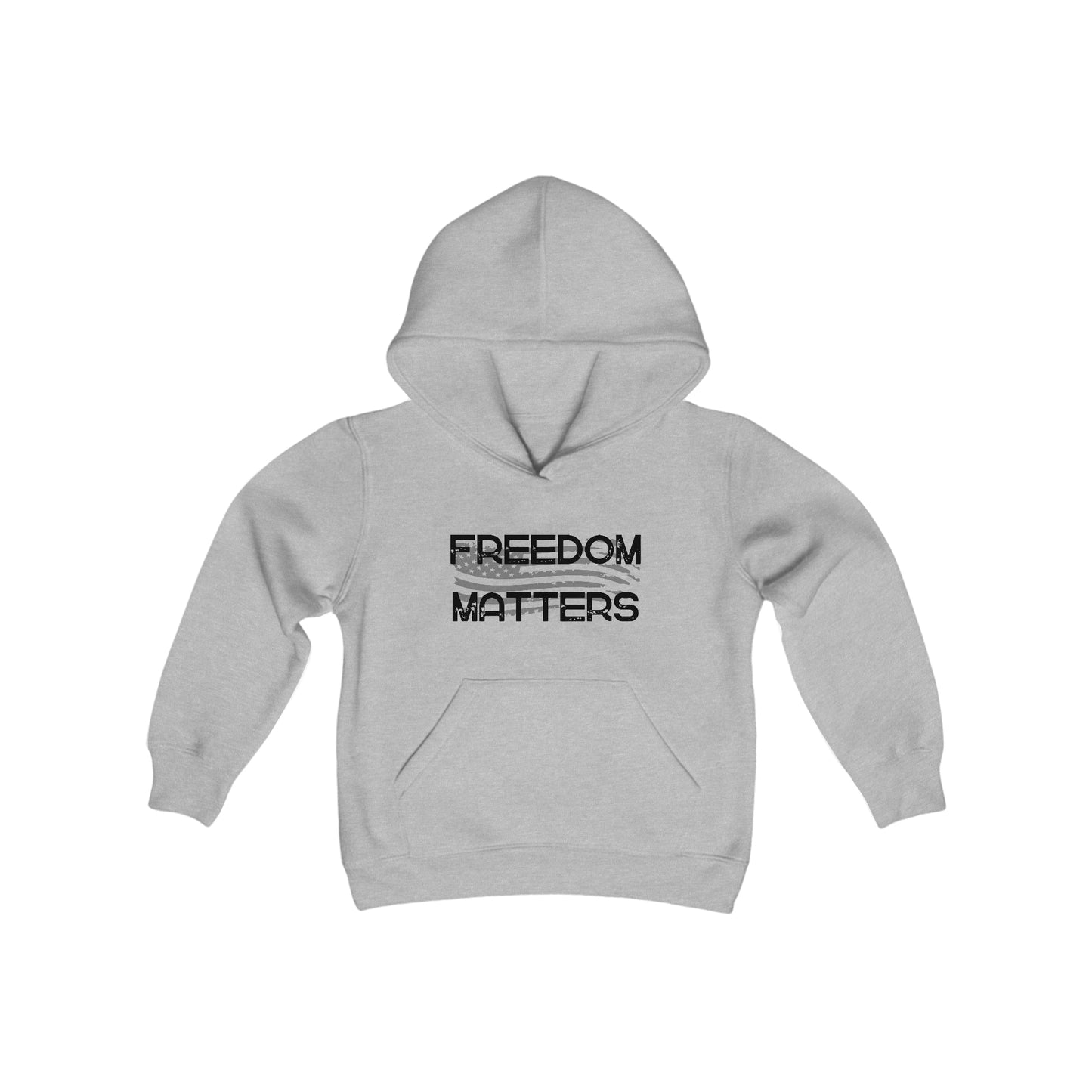 Patriotic, American Flag, Youth Sweatshirt, Hoodie, Front View Gray