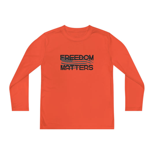 Patriotic, American Flag, Youth Long Sleeve T-shirt, Front View Orange