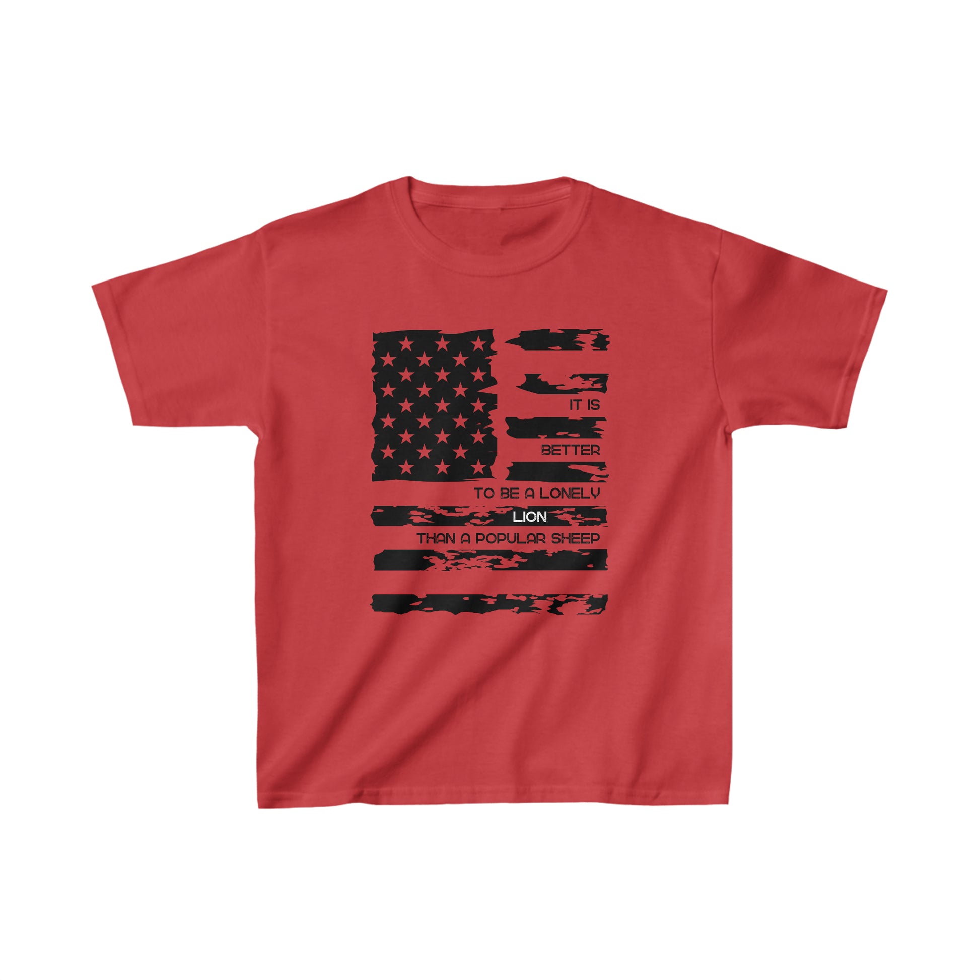 Patriotic, American Flag, Youth T-Shirt, Front View Red