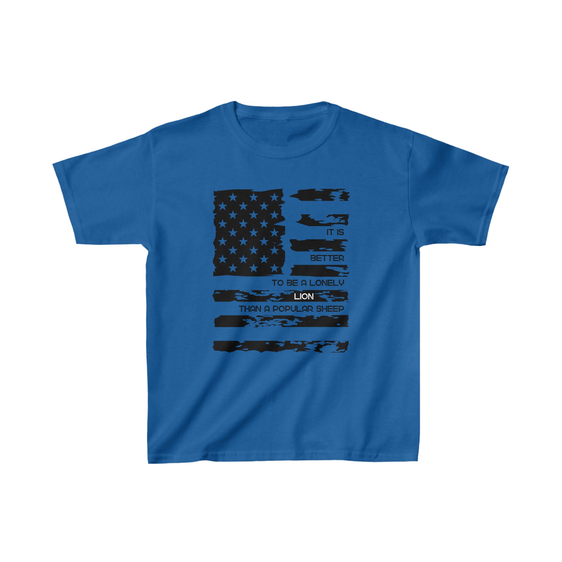 Patriotic, American Flag, Youth T-Shirt, Front View Blue