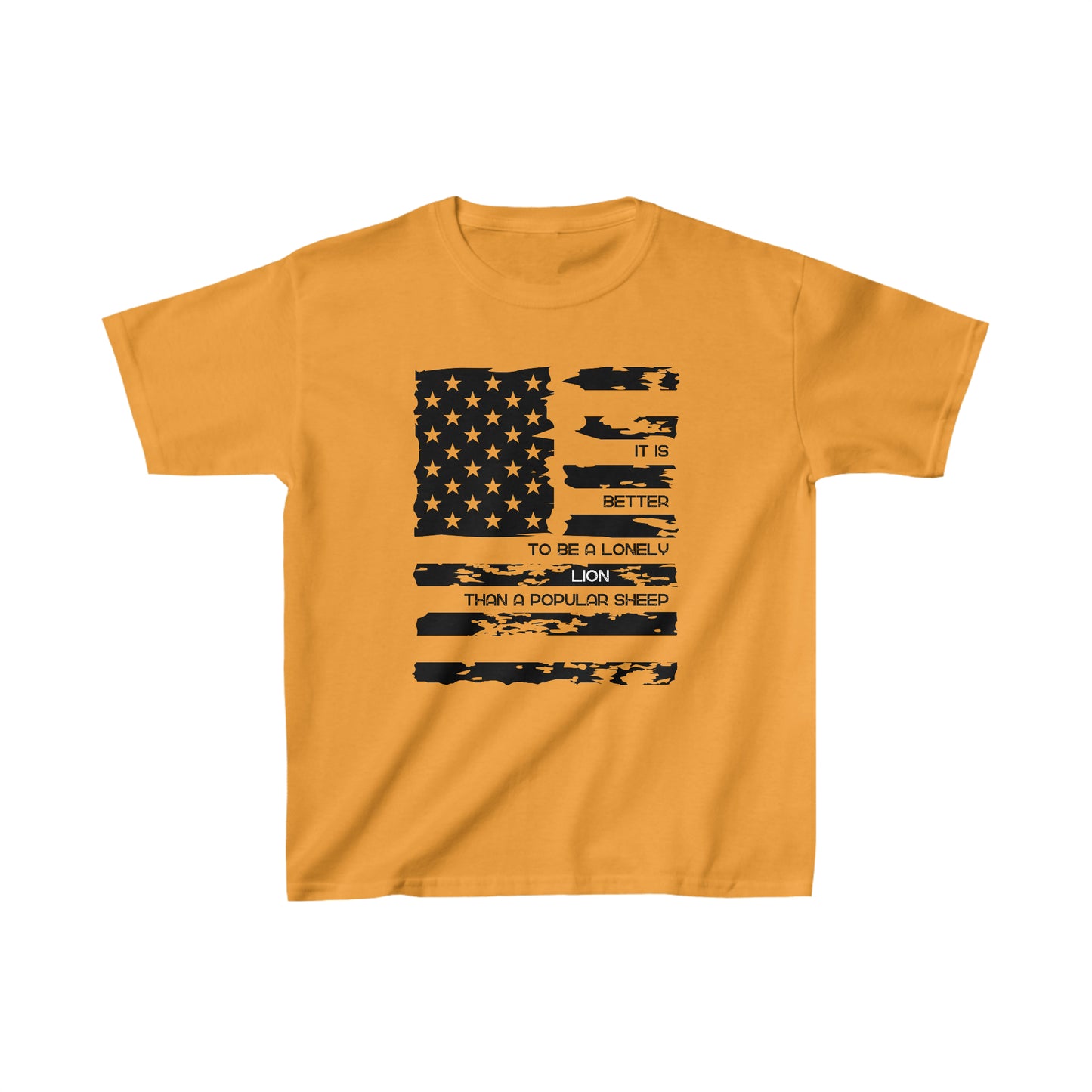 Patriotic, American Flag, Youth T-Shirt, Front View Yellow