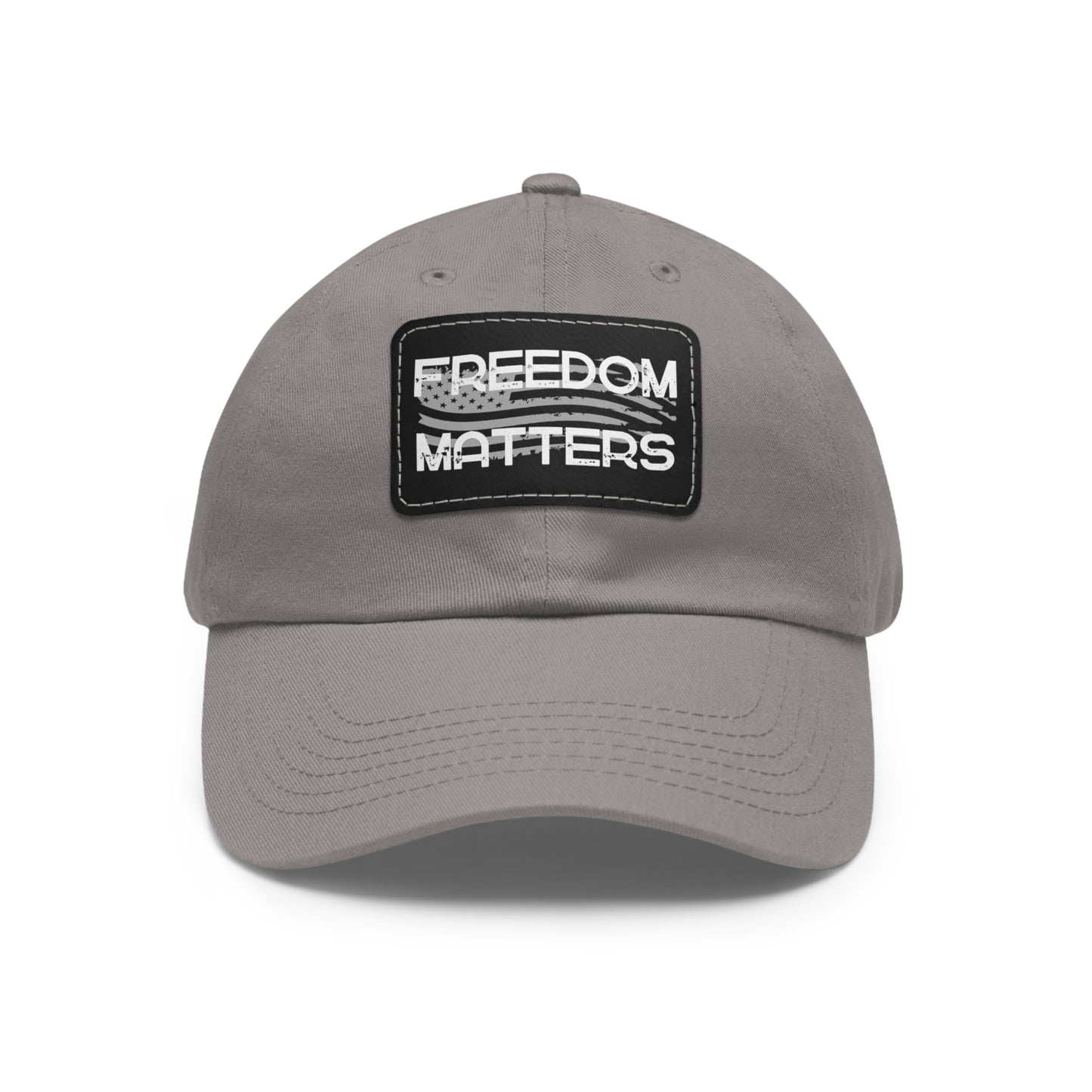 Patriotic Hat, American Flag, Freedom Matters, Front View Gray1