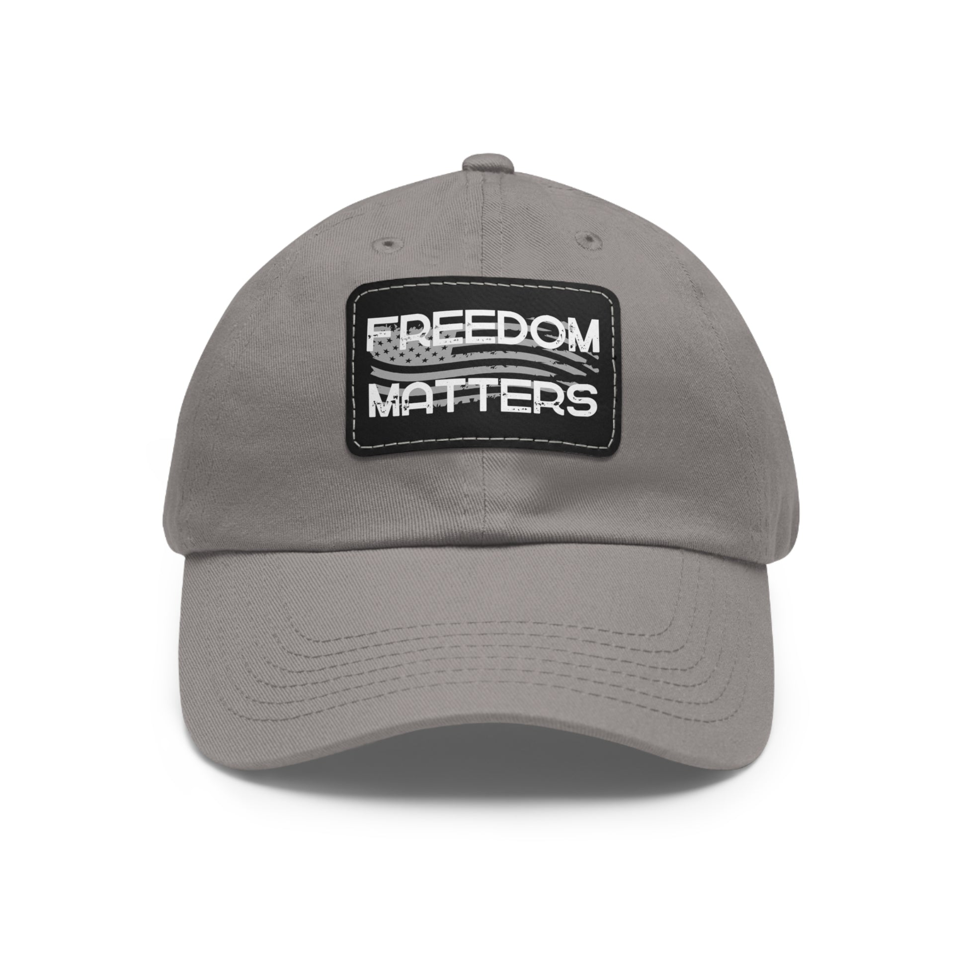 Patriotic Hat, American Flag, Freedom Matters, Front View Gray1