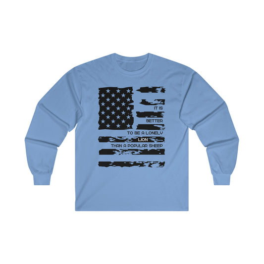 Patriotic, American Flag, Long Sleeve T-Shirt, Front View Blue