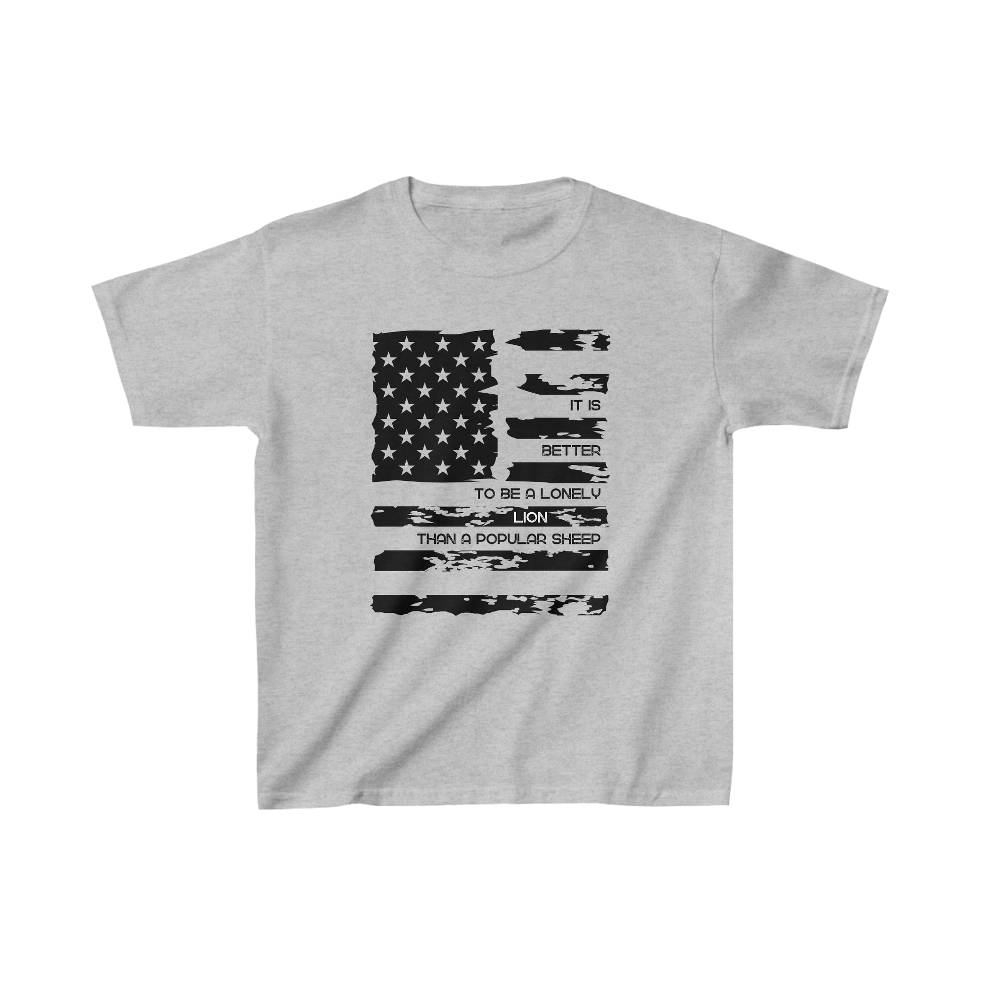 Patriotic, American Flag, Youth T-Shirt, Front View Gray