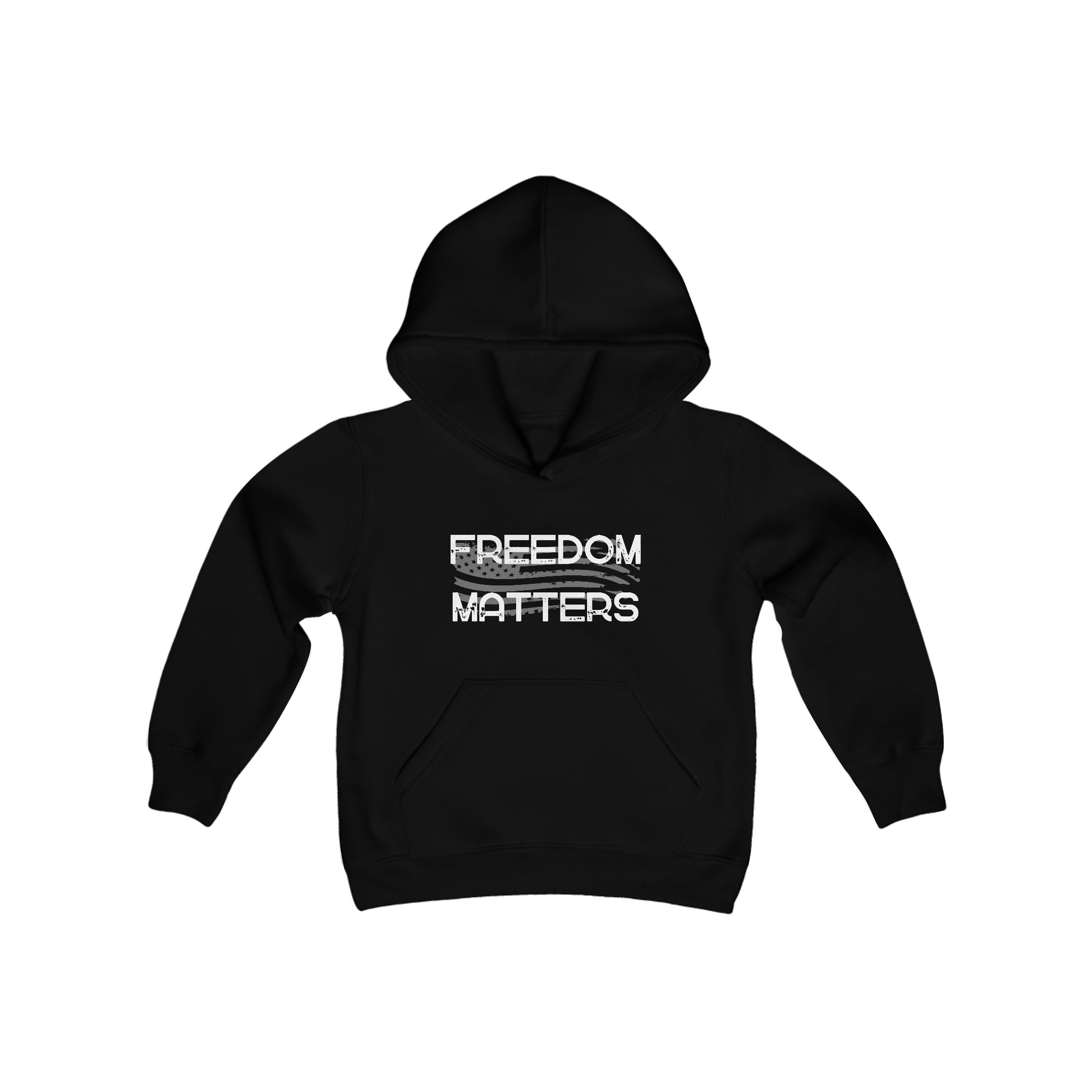 Patriotic, American Flag, Youth Sweatshirt, Hoodie, Front View Black